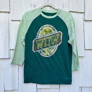 Disney World WDW Est 1971 Baseball Raglan Tee Shirt Green Size S‎
